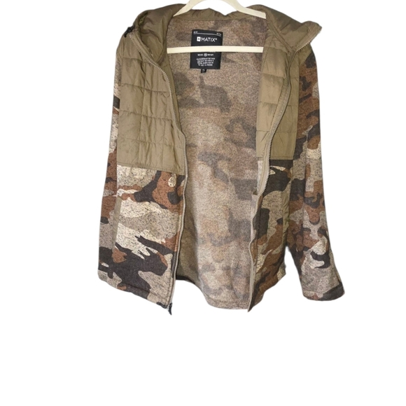 Matix Camo Hooded Jacket Men's XL Green Zip Up 100% Polyester Deep Inside Pocket - Picture 3 of 10